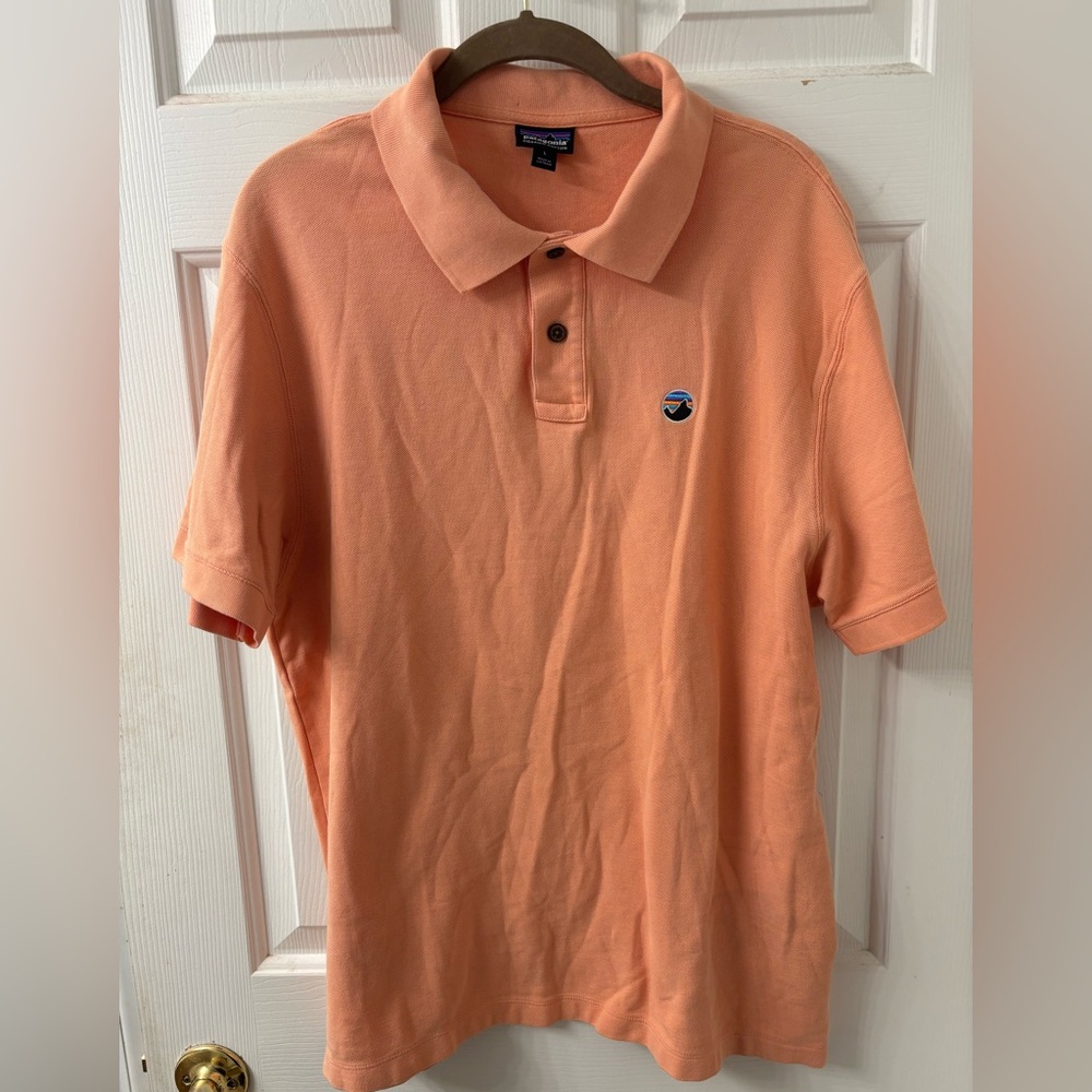 PATAGONIA MENS SZ L ORGANIC COTTON POLO SHIRT GUC